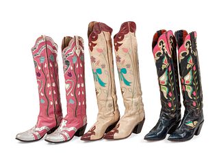Three Pairs Women's Cowboy Boots 