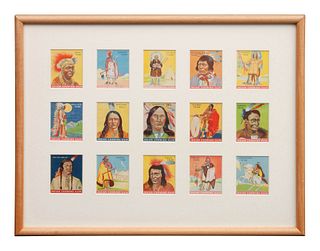 Three Framed Collections of Indian Chewing Gum and Tokio Tobacco Silks
largest framed group 10 x 15 inches