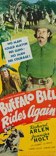 Vintage Movie Poster, Buffalo Bill Rides Again 
34 x 12 1/2 inches