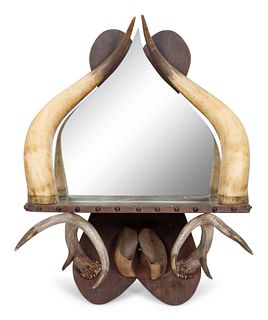 Horned Hanging Shelf and Mirror
height 23 1/2 x width 18 x depth 17 1/2 inches