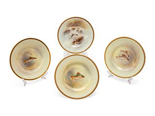 Seventeen Hand Painted Royal Doulton Fish Plates