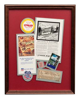 Group of Framed Union Pacific Western Railway Memorabilia 
each 20 x 16 inches framed
