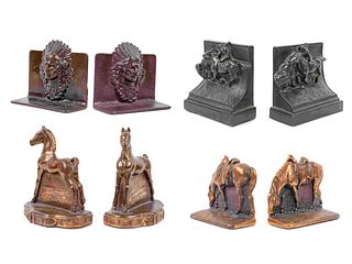 Four Sets of Bronze Western Themed Bookends
largest height 7 1/2 x width 6 1/2 inches