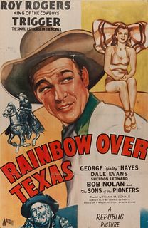 Vintage Movie Poster, Rainbow Over Texas, Featuring Roy Rogers
38 x 25 inches