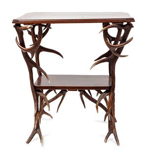 Western Style Antler and Wood Hall Table
height 29 x width 27 x depth 19 inches.
