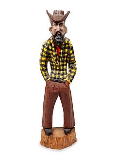 Carved Wood and Polychrome Painted Cowboy Sculpture
height 52 x width x depth 8 inches