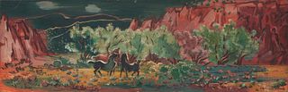 Mildred Olmes
(American, b. 1906-)
Landscape with Horses