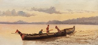 Attributed to John Arthur Fraser
(Canadian, 1838-1898)
Haida Canoes on the Shore