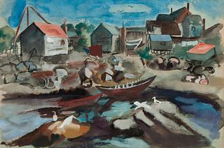 Louis Ribak 
(American, 1902-1979)
Untitled (Harbor Scene)