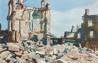 Ogden Pleissner
(American, 1905-1983)
Ruins At Saint-Lo, 1944