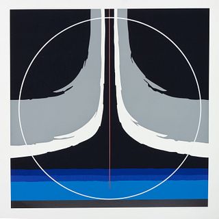 Thomas Whelan Benton
(American, 1930-2007)
A pair of prints (Blue Landscape; Earthline Red), 1979-1981