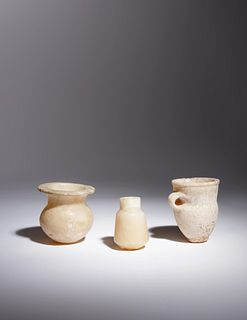 Three Egyptian Alabaster Vessels
Height of tallest example 3 1/4 inches.