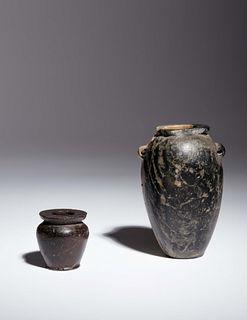 Two Egyptian Granite Vessels
Height of taller example 3 1/2 inches.