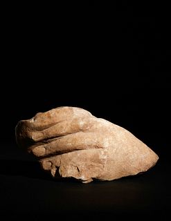A Roman Marble Over-Lifesized Hand from a Statue
Height 4 1/8 x length 11 5/8 inches.