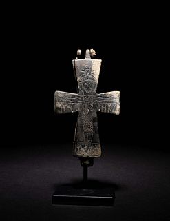 A Byzantine Bronze Reliquary Cross
Height 3 1/2 x width 1 7/8 inches.