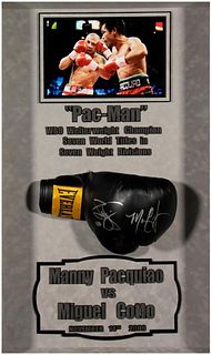 Autographed Boxing Glove By Manny Pacquiao and Miguel Cotto