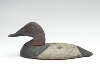 Extremely rare wooden canvasback wing duck, John Graham, Charlestown, Maryland, 3rd quarter 19th century.