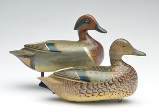 Important rigmate pair of greenwing teal, Charles Perdew, Henry, Illinois, circa 1950.