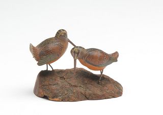 Miniature pair of woodcock, A.J. King, North Scituate, Rhode Island.
