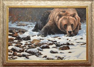 "In Your Face: Grizzly," oil on canvas, John Seerey Lester.