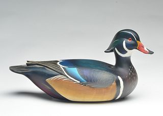 Hollow carved wood duck drake, Shawn Sutton, Paulsboro, New Jersey.