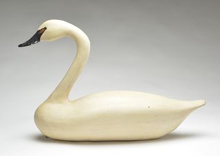 Hollow carved swan in the style of Madison Mitchell, Wildfowler Decoy Factory, Point Pleasant, New Jersey.