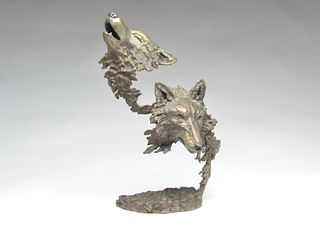 Bronze sculpture of wolves, Mark Hopkins, Loveland, Colorado.