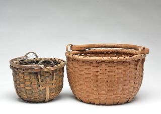 Two early swing handle baskets