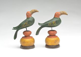 Pair of 1/3 size toucans on wooden bases, Frank Finney, Cape Charles, Virginia.