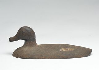 Sink box decoy, probably a diver from New York, last quarter 19th century.