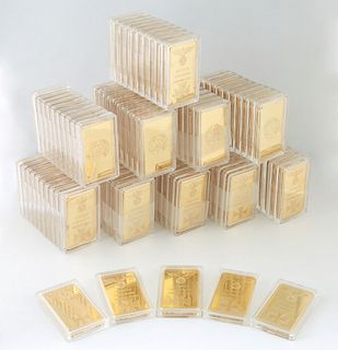 Group of 105 Gold Plated Copper Deutsche Reichsbank Bullion Bars, 21st c., presented in individual plastic boxes, H.- 1 7/8 in., W.- 1 1/16 in., D.- 1