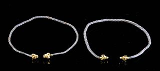 Achaemenid Silver Arm Bands Gold Ram Head Finials (pr)