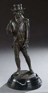 After David Annand (Scottish), "Statue of John Rattray," patinated bronze, titled Golf 1744, after the statue at Leith Scotland, on a stepped figural 