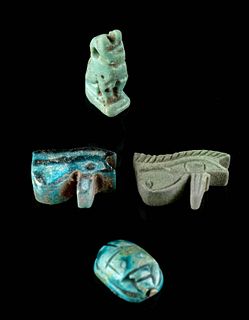 Lot of 4 Egyptian Glazed Faience Amulets