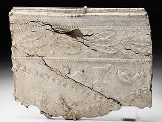 Roman Lead Sarcophagus Panel w/ Gorgoneion and Dolphins