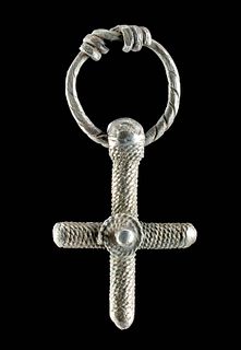 Viking Silver Cross Pendant w/ Coiled Loop - 13.2 g