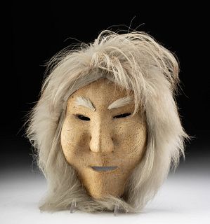 Vintage Inuit Hide and Fur Mask