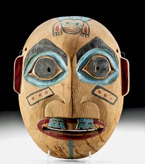 20th C Haida Cedar Mask w/ Zoomorphs,  Finely Decorated