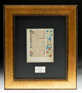 15th C. French Vellum Illuminated Book of Hours Page