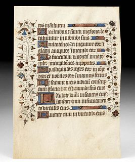 15th C. European Illuminated Vellum Manuscript Page