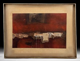 James Chan Leong Mixed Media - Landscape in Reds, 1961