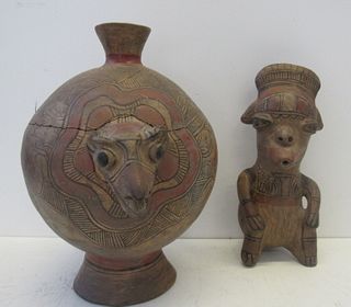 2 Pieces Antique Pre Columbian Style Pottery
