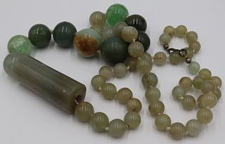 JEWELRY. Carved Jade and Quartz Beaded Necklace.