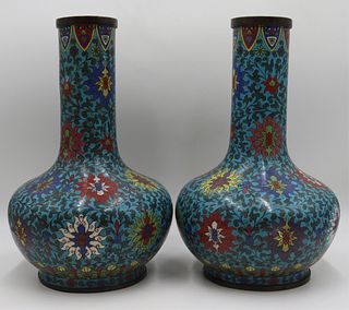 Pair of 19th C Cloisonne Vases.