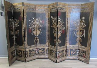 8 Panel Carved Lacquered Decorative Room Divider