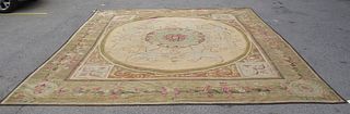 Antique And Finely Hand Woven Aubusson Carpet/