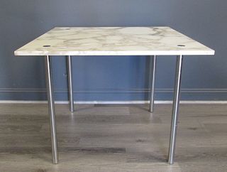 Midcentury Chrome And Marble Top Table.