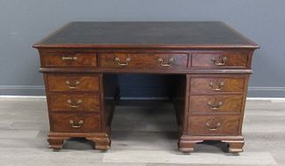 19th Century Mahogany Leather Top Partners Desk