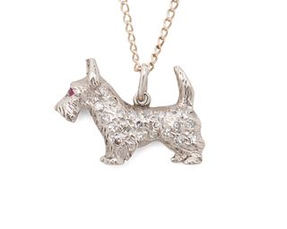 CARTIER Platinum, Diamond, and Ruby Scottish Terrier Pendant
