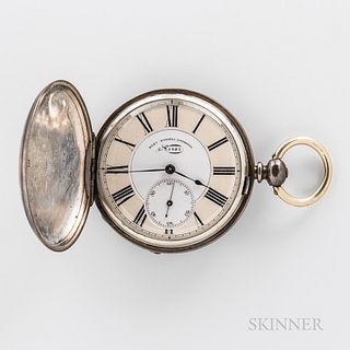 Robert Roskell No. 4983 Sterling Silver Hunter-case Watch, two-tone roman numeral dial with sunk seconds and center marked "Robt. Roske
